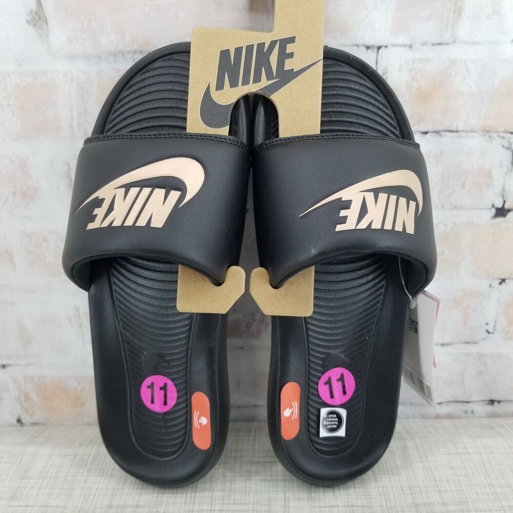 Nike Victori One Slide Sandals Black & Bronze Women's‎ Size 11 CN9677-001 NWT
